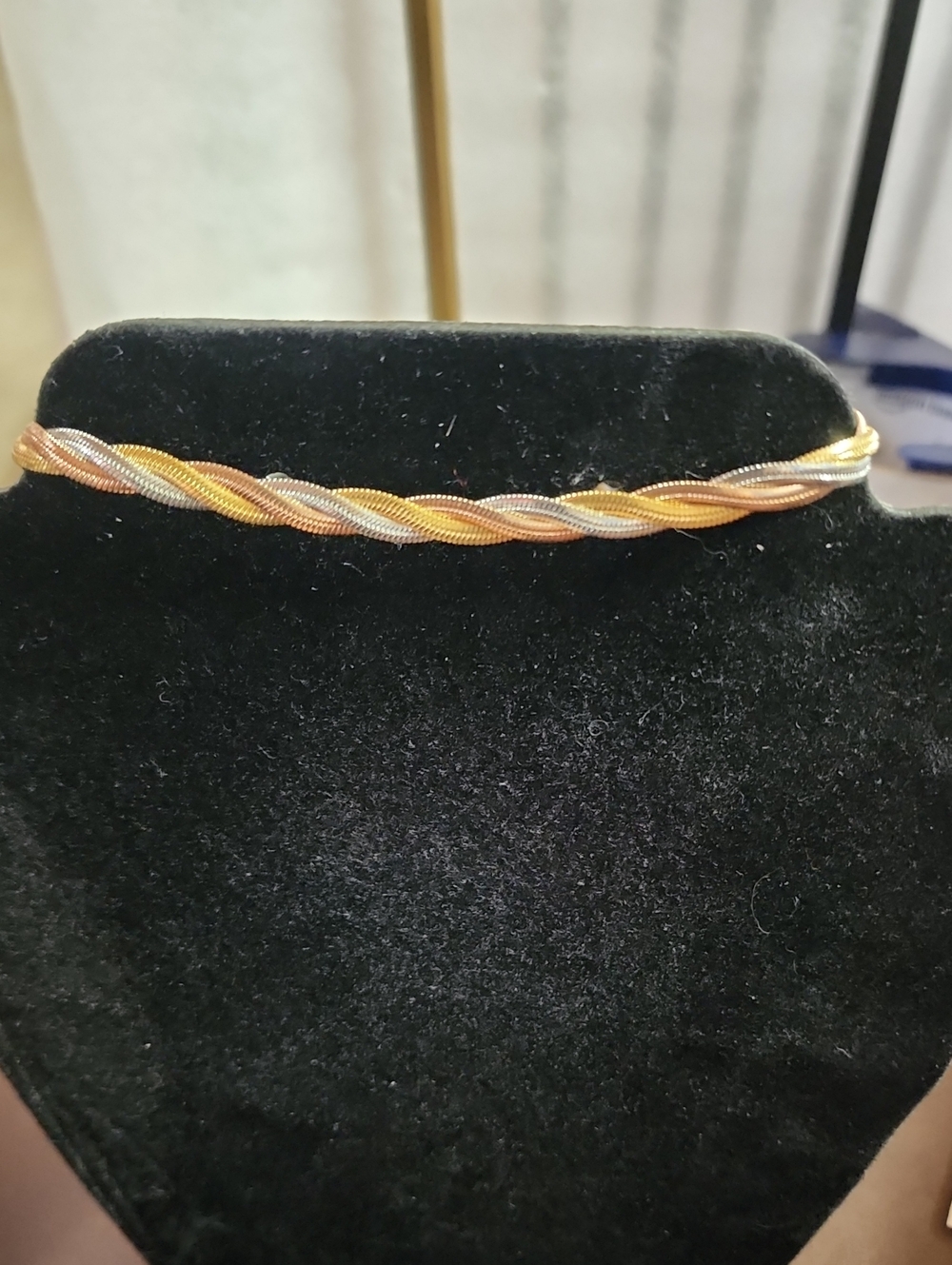 Anklet Tri-Tone Twisted Chain Anklet - Gold, Silver, Rose Gold 10" New - Picture 2 of 5